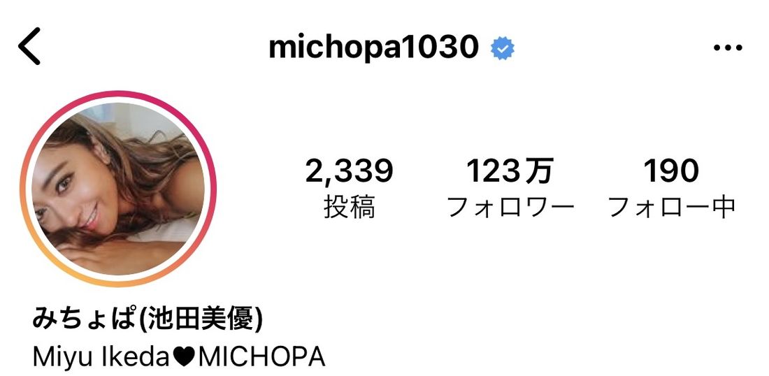 みちょぱ(池田美優)さんのインスタグラム