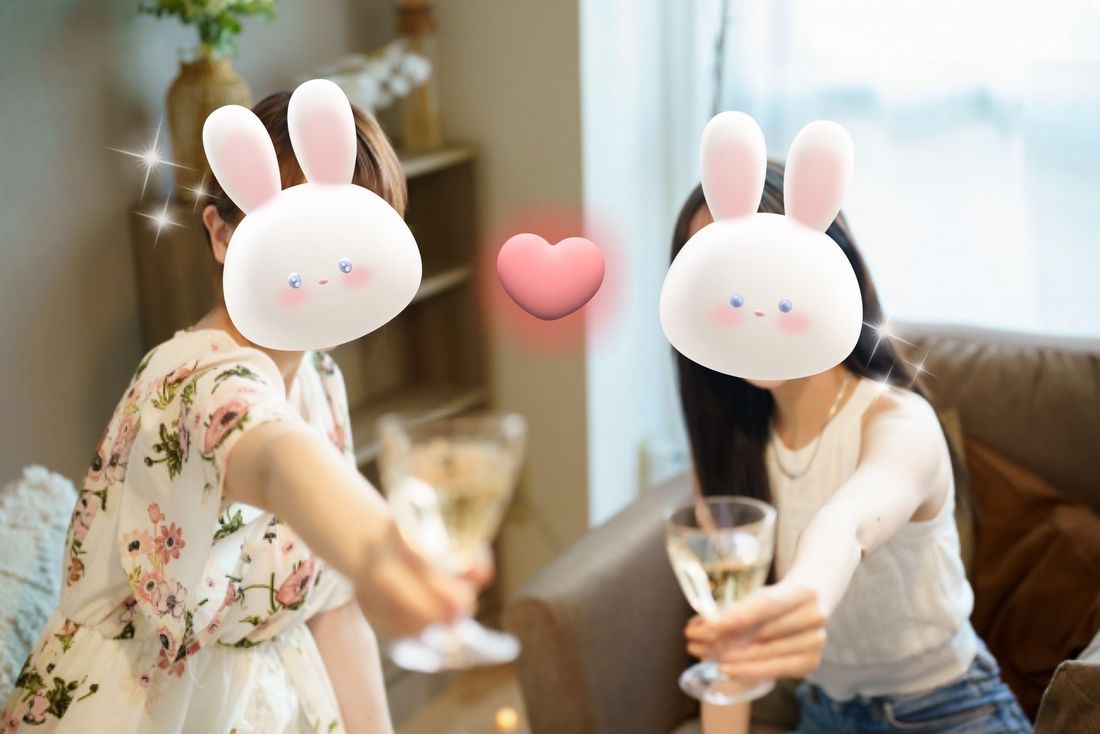 ぷくぷくうさぎの顔隠し加工