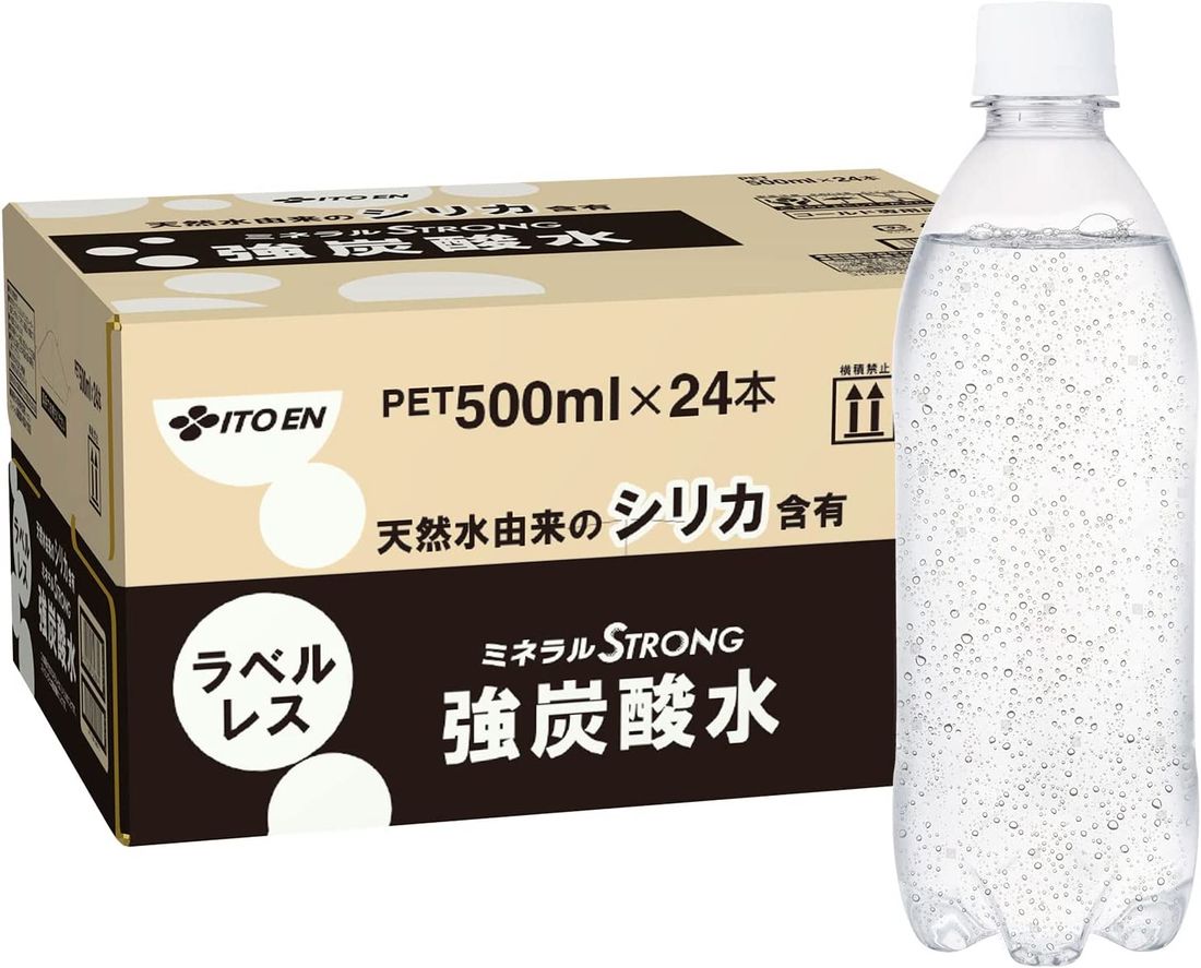 【Amazon.co.jp限定】伊藤園 ラベルレス 強炭酸水 500ml×24本 シリカ含有