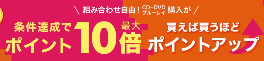 対象のブルーレイ＆DVD＆CDが条件達成でポイント最大10倍キャンペーン