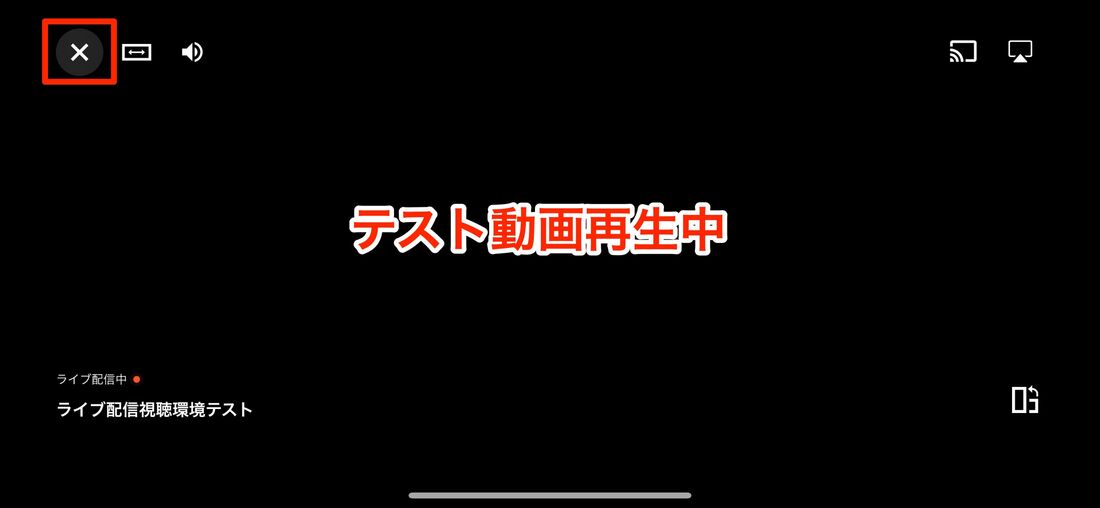 動画がきちんと再生されるか確認したら✗ボタンで終了する