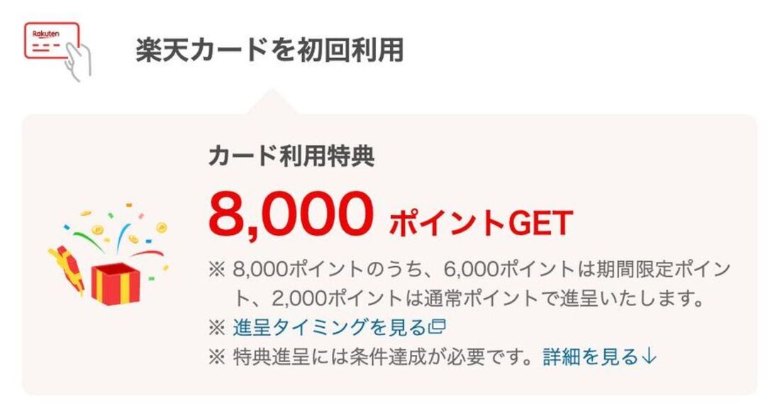 条件2を達成で「カード利用特典」がもらえる