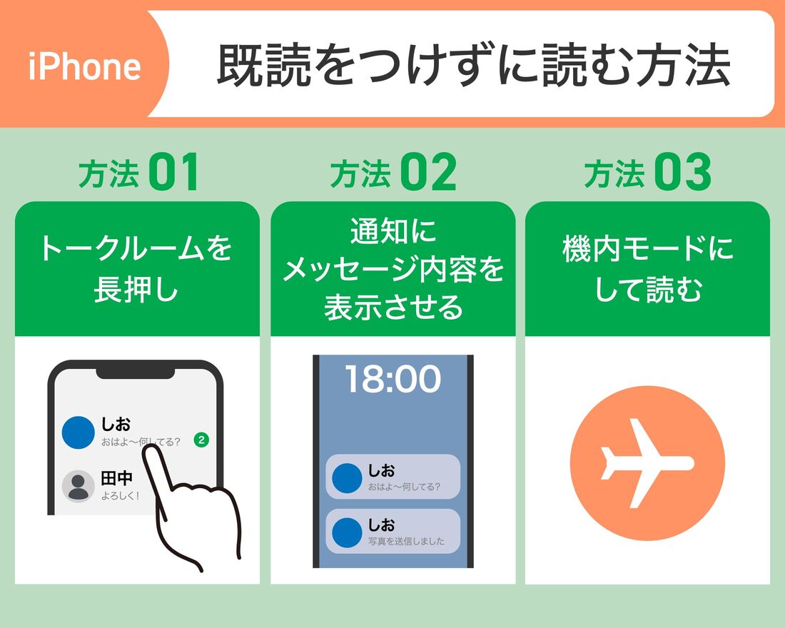 iPhone版LINE向け、既読をつけずに読む3つの方法