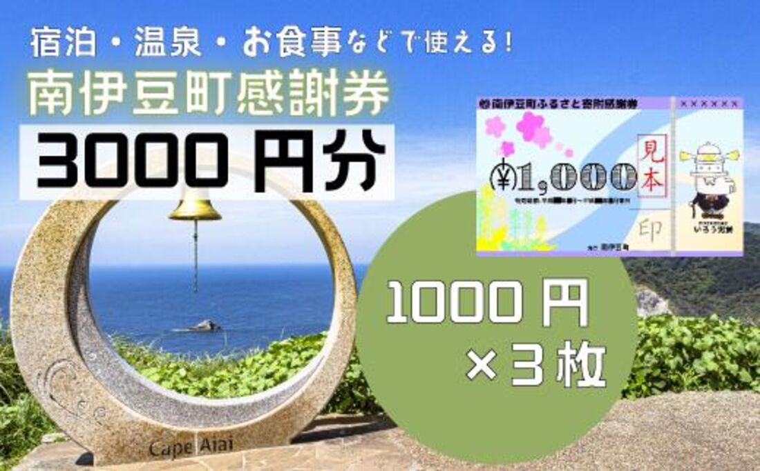 南伊豆町ふるさと寄附感謝券 3000円分