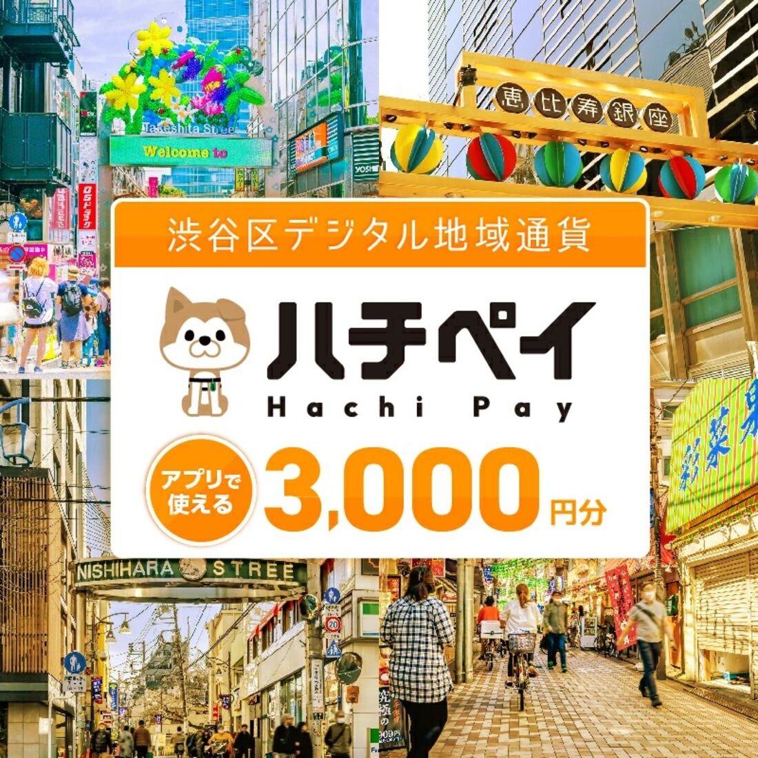 渋谷区デジタル地域通貨「ハチペイ」3000円分