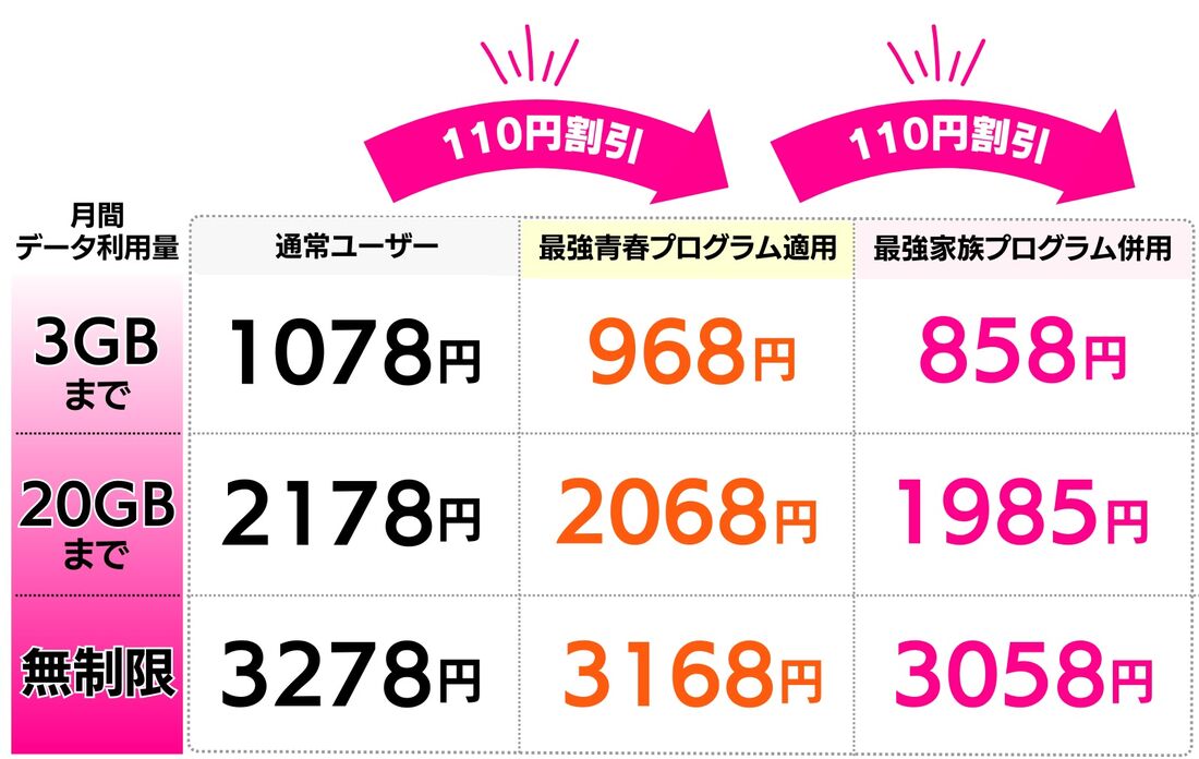 最強青春プログラムと最強家族プログラムの併用