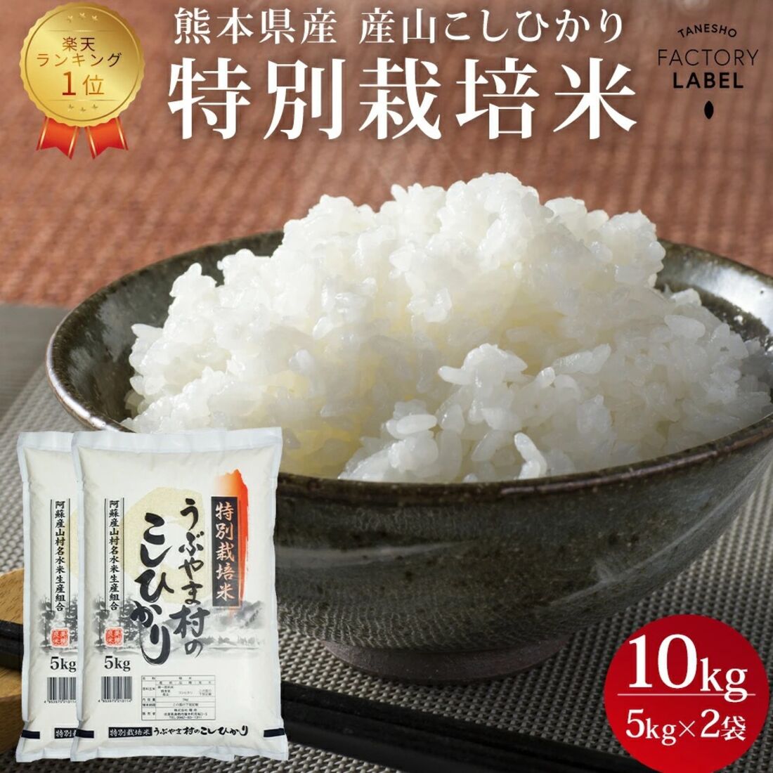 【令和6年度産】熊本県産 産山こしひかり 特別栽培米 10kg（5kg×2）