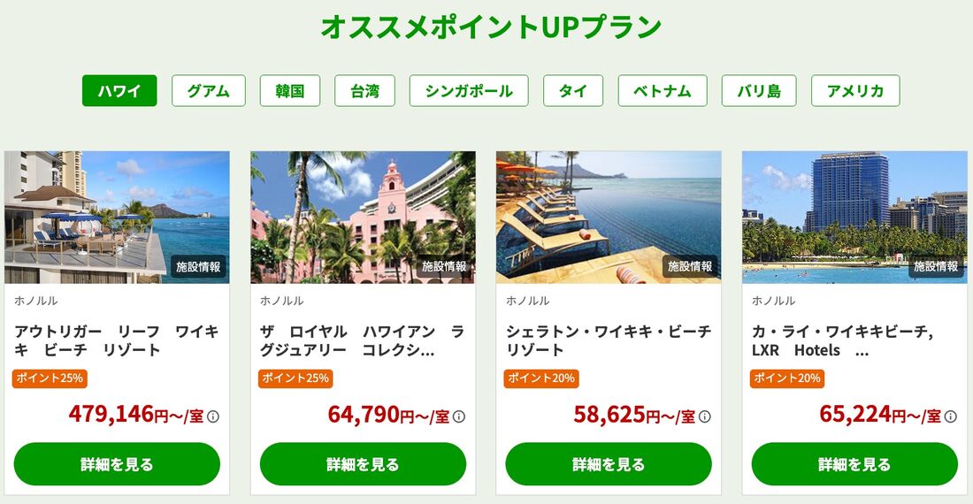 20%還元対象のホテルを予約すれば、3%還元と合わせて23%還元