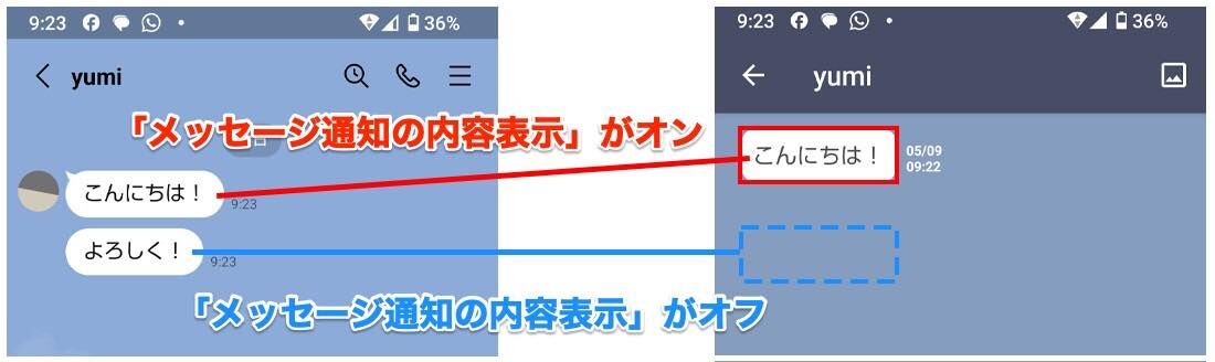 通知が表示されなかったメッセージは反映されない