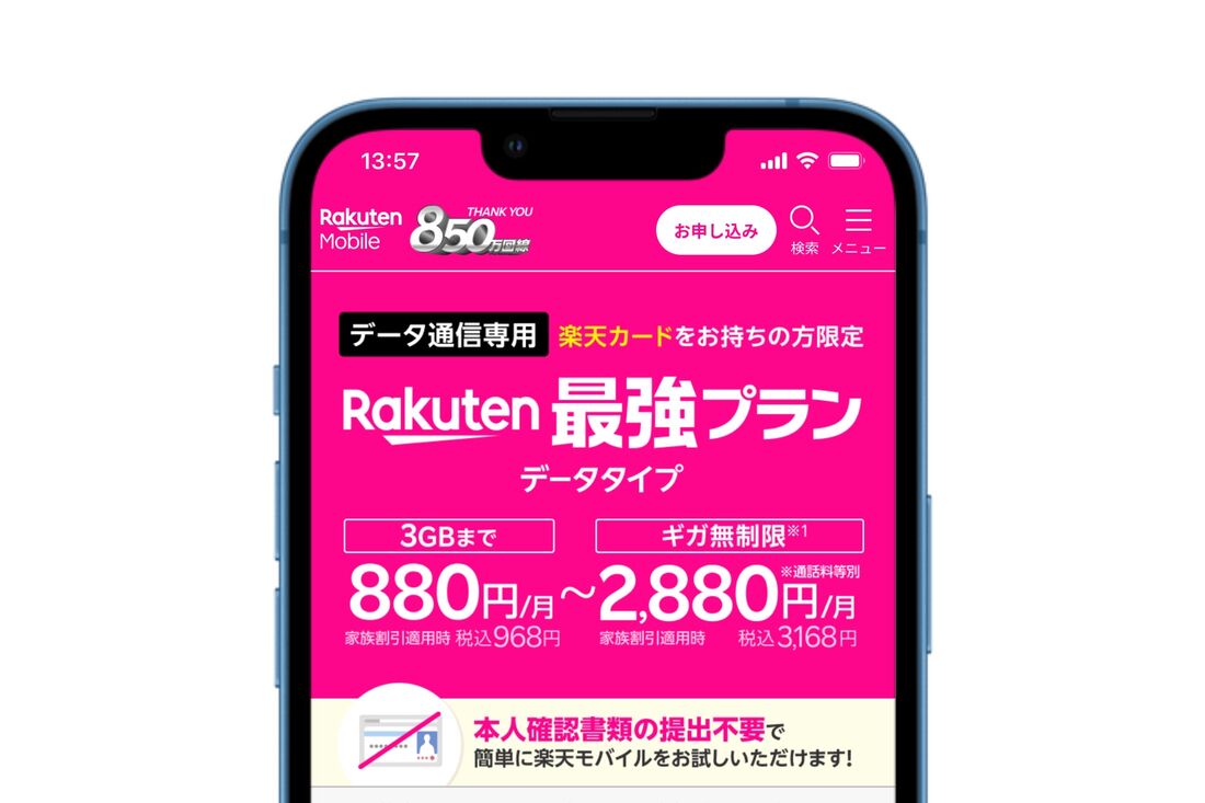 楽天モバイル データタイプ