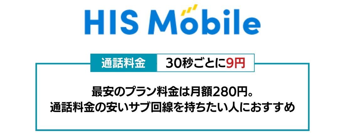通話料金の安い回線 HISモバイル