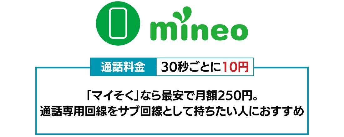 通話料金の安い回線 mineo