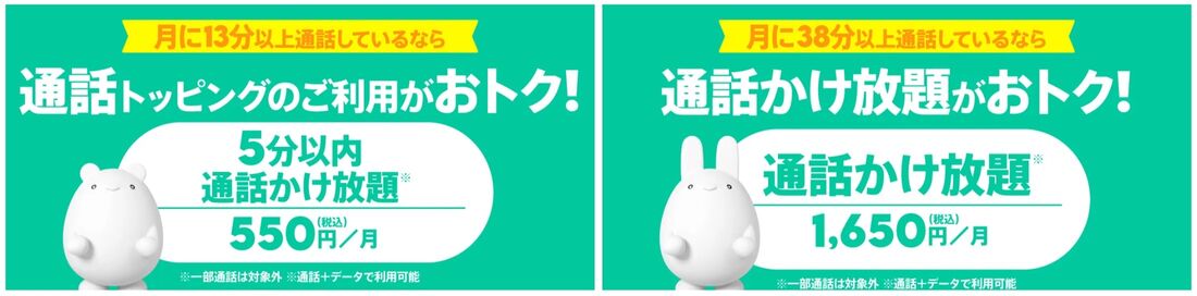 通話かけ放題オプションが安いスマホ回線 povo2.0