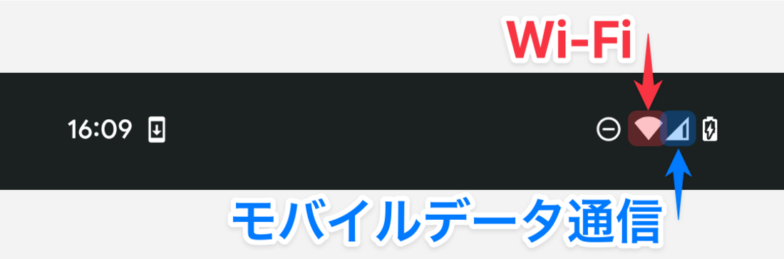 画面上部にあるステータスバー