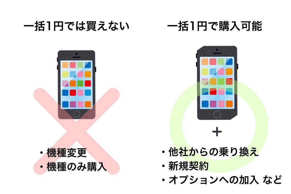 機種変更のみは不可、指定されたプランの契約やオプション加入などが必要