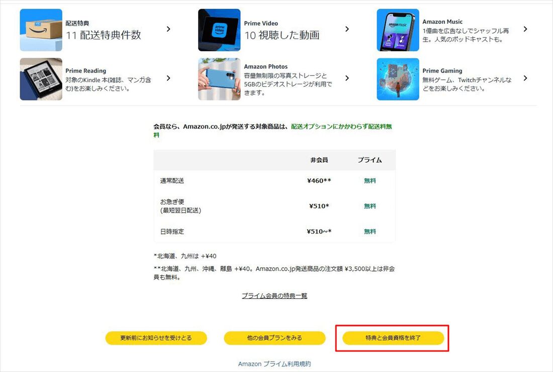 Amazonプライムビデオ 解約 PC