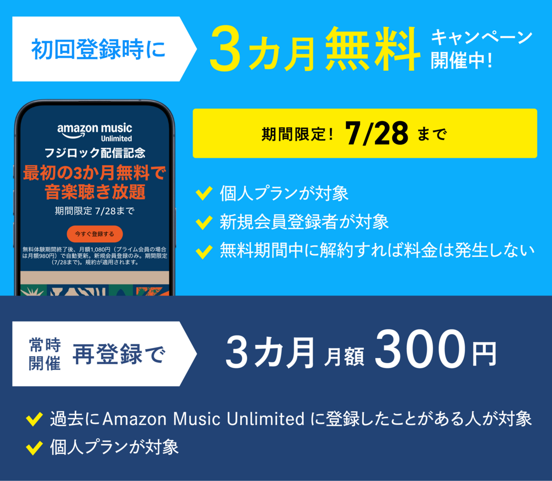 Amazon Music Unlimited 3カ月無料キャンペーン
