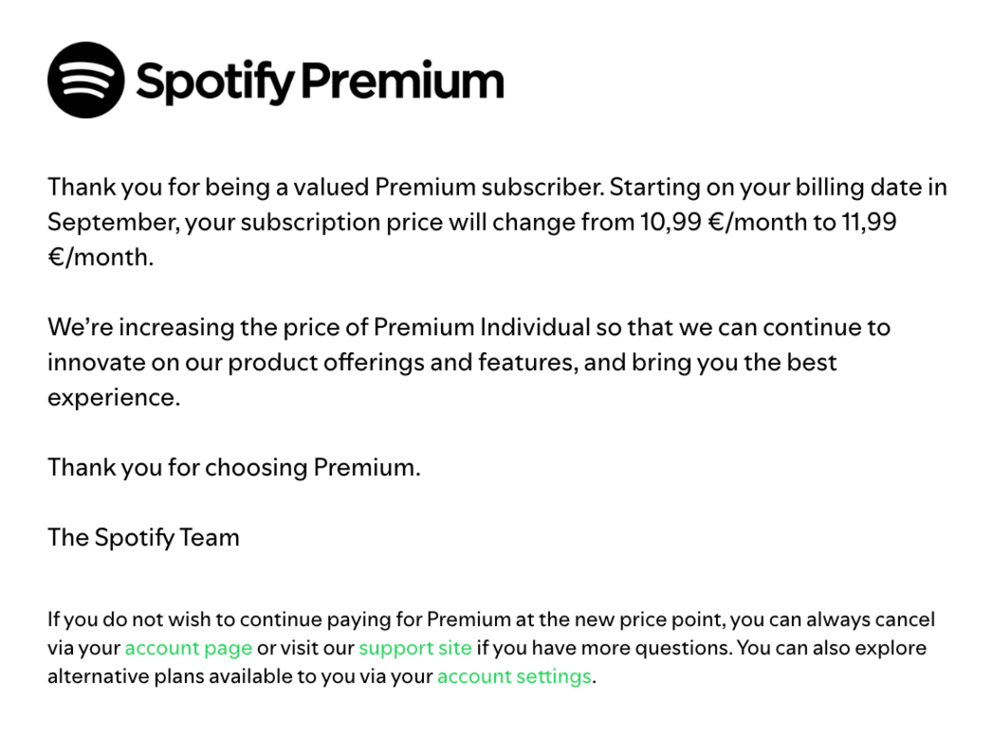 Spotify 値上げ
