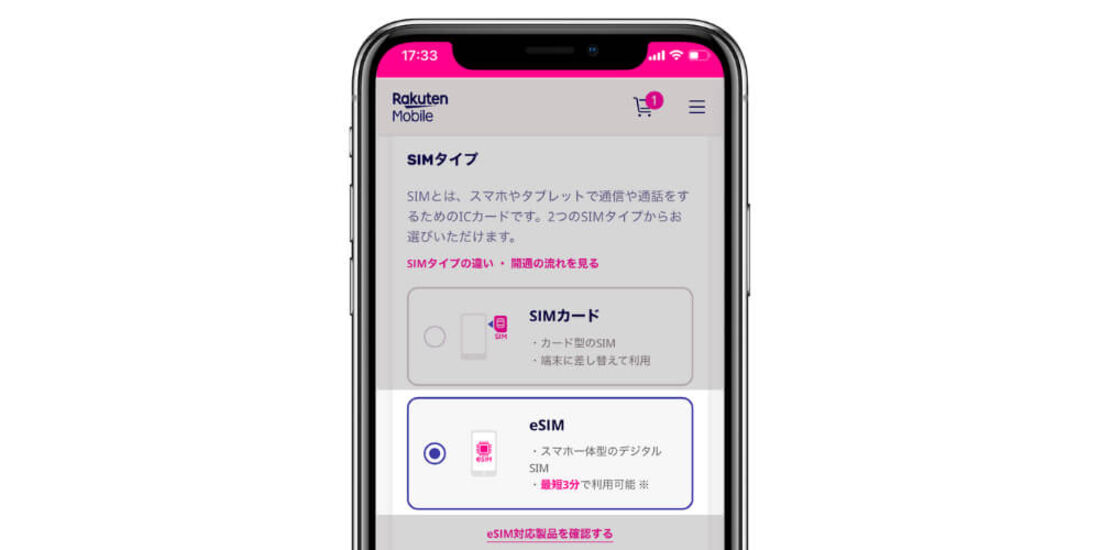 SIMタイプ選択画面