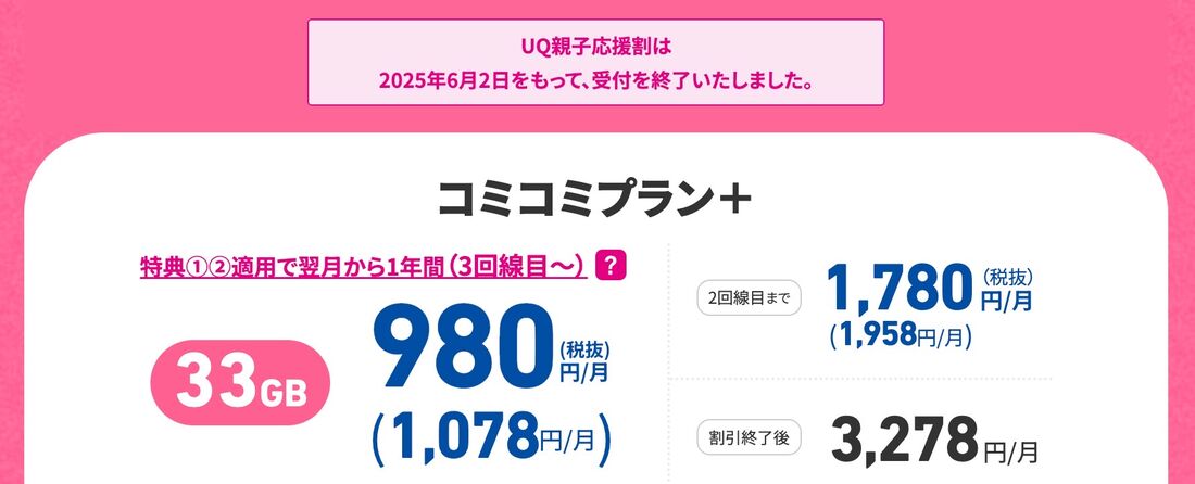 UQモバイル UQ親子応援割