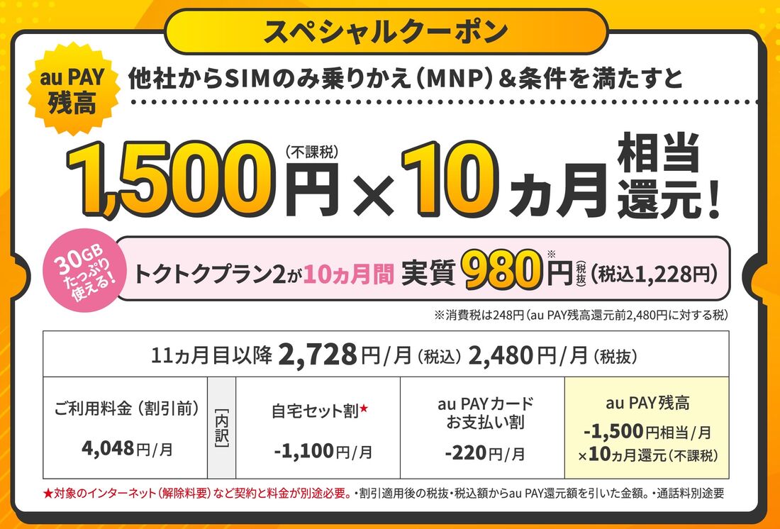 UQモバイル スペシャルクーポン
