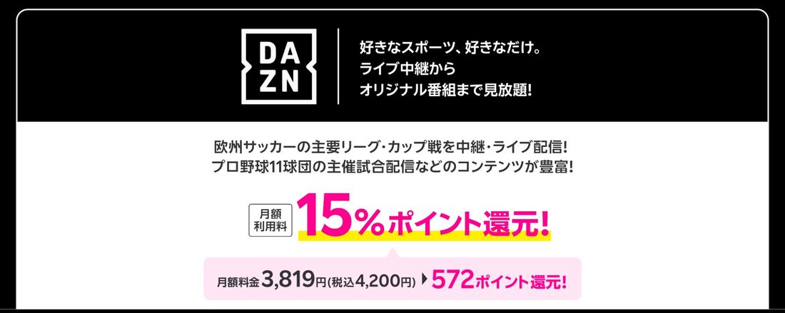 楽天モバイル トク得!エンタメセレクション DAZN