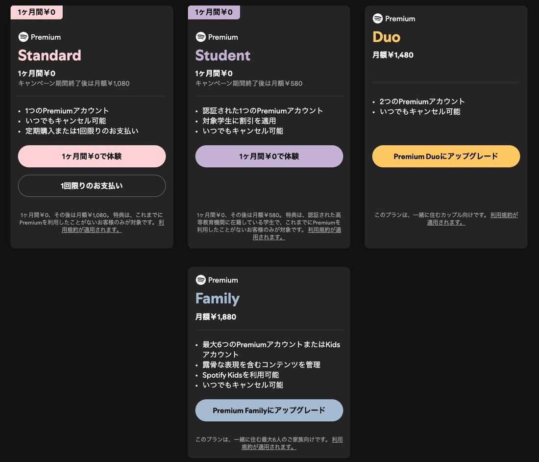 Spotify 料金プラン