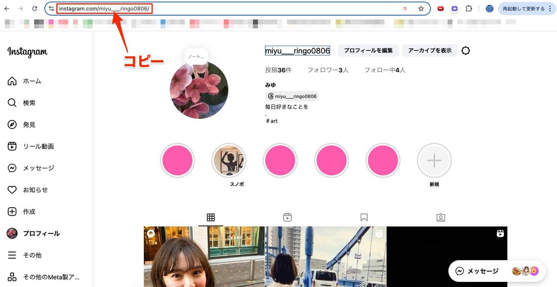 PC版インスタグラム
