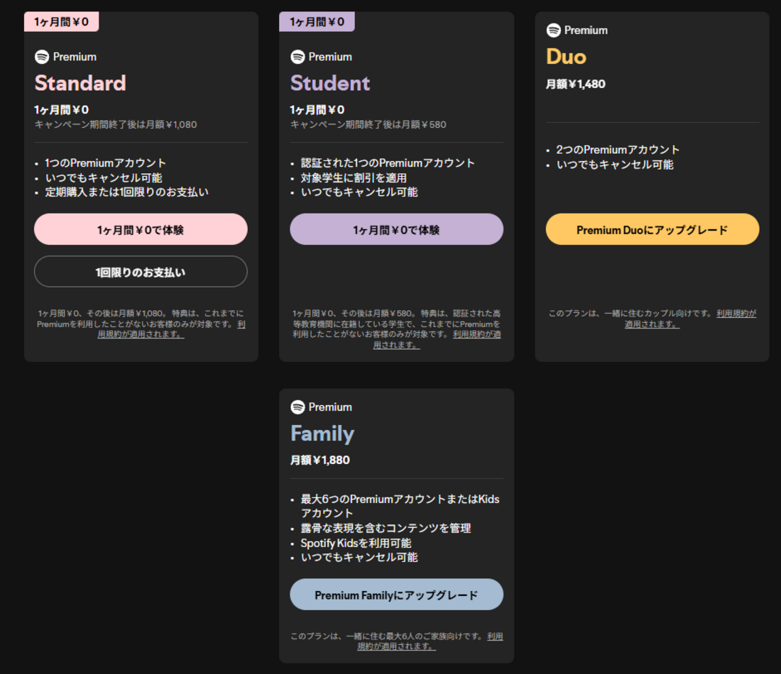 Spotify Premium料金一覧