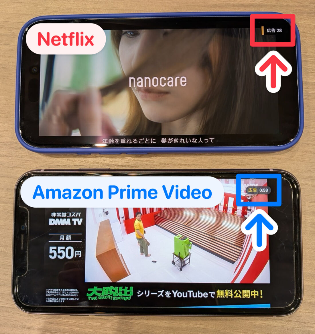 Netflix広告つきプランとAmazon Prime Video(オプションなし)を比較