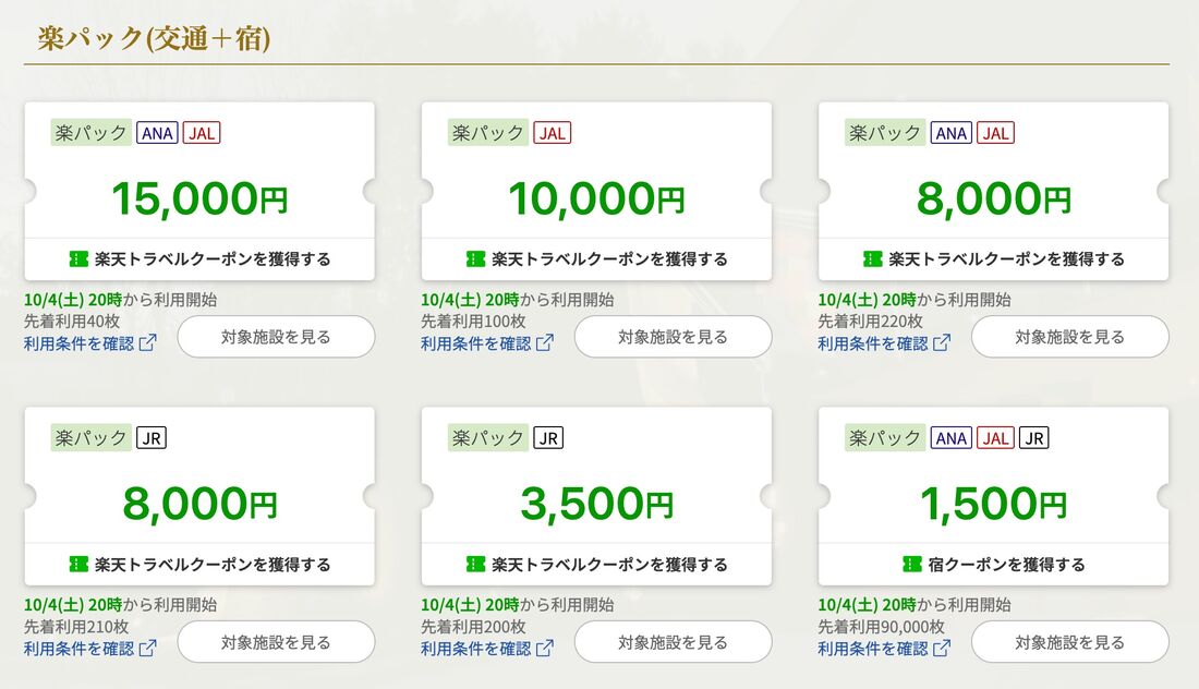 国内ツアーのクーポン