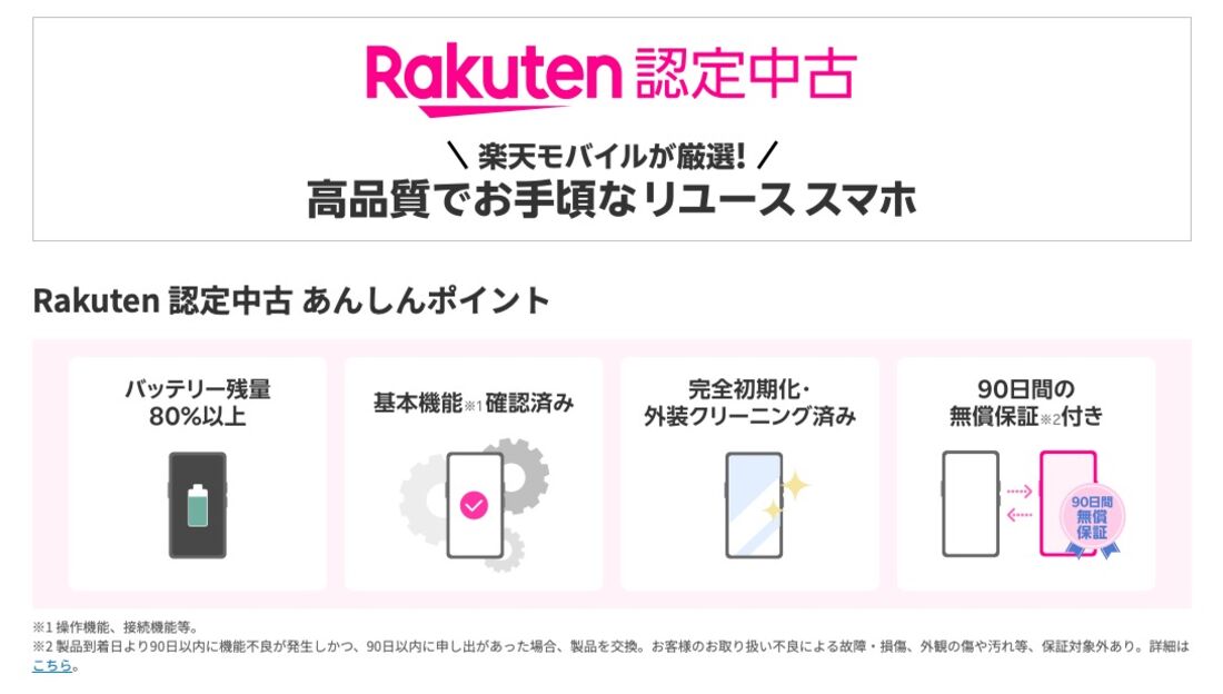 楽天モバイル Rakuten認定中古