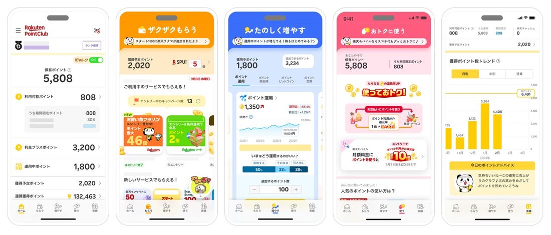 楽天ポイント公式アプリ「楽天PointClub」のデザイン・UI変更