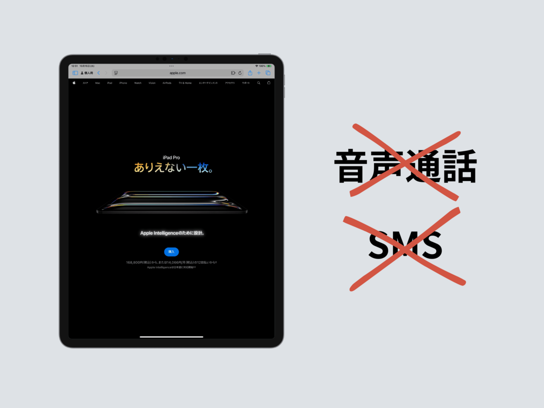 iPadは音声通話・SMSに非対応