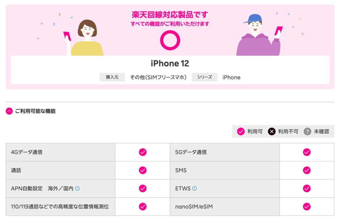 楽天モバイル iPhone 12