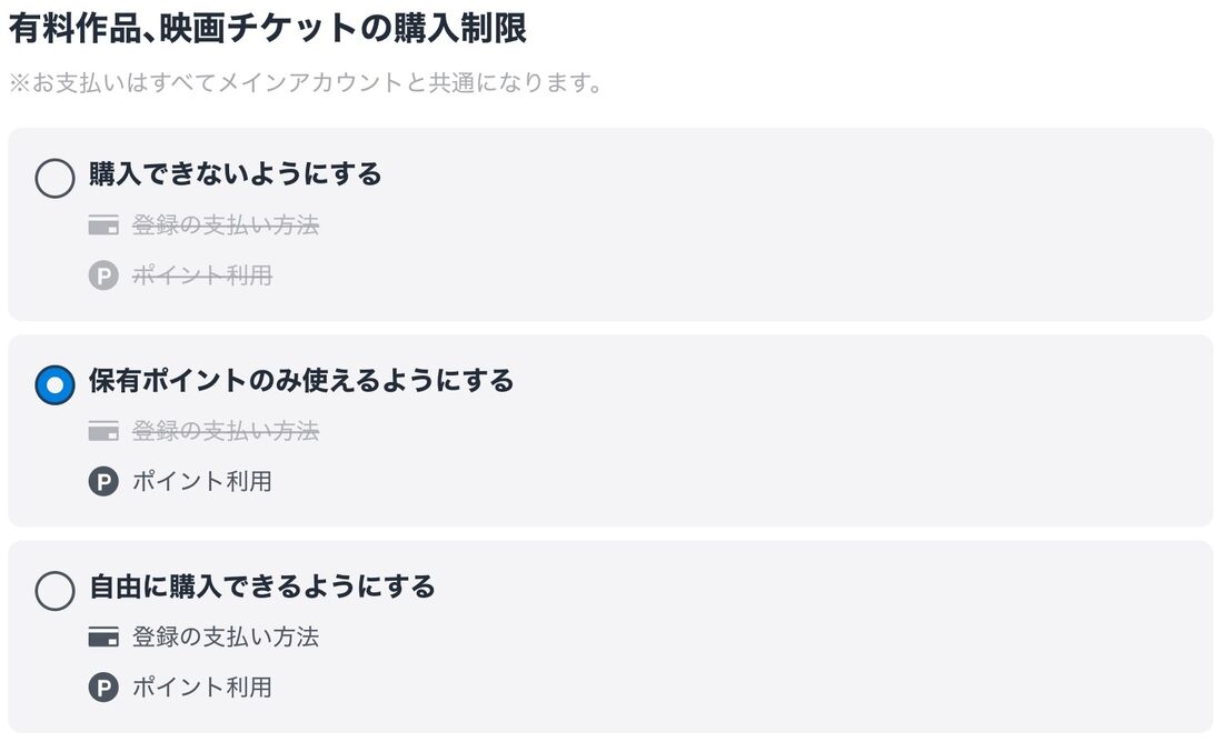 U-NEXT　ポイント利用　サブアカウント