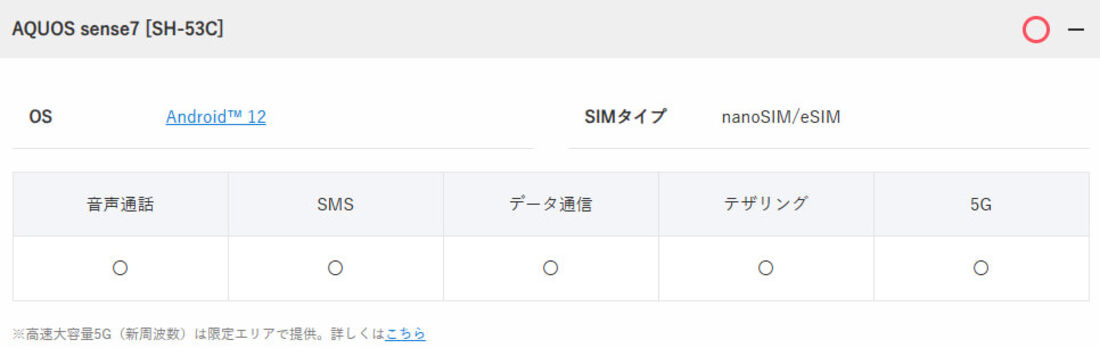 ドコモ版AQUOS sense7対応状況