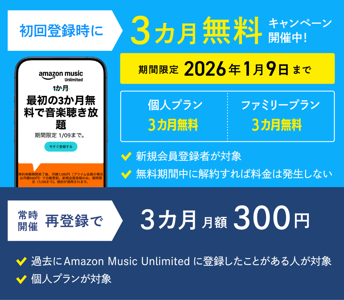Amazon Music Unlimited 3カ月無料キャンペーン