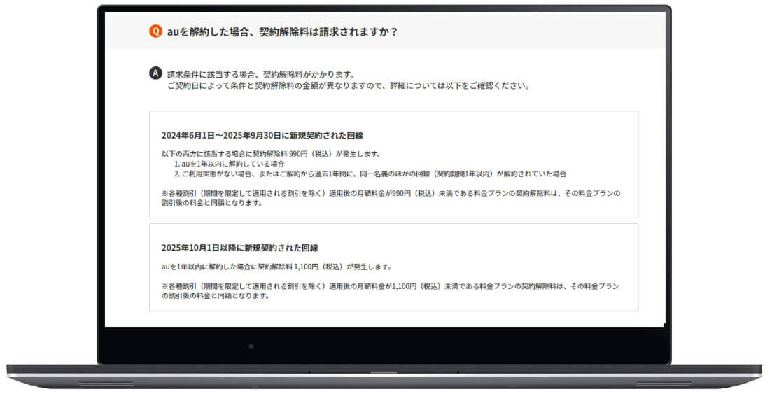 au解約時手数料
