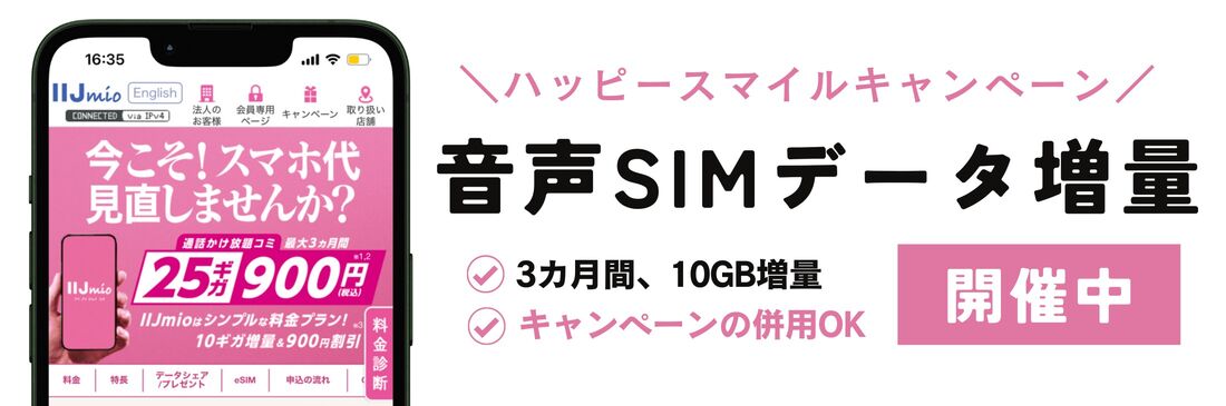 音声SIMデータ増量