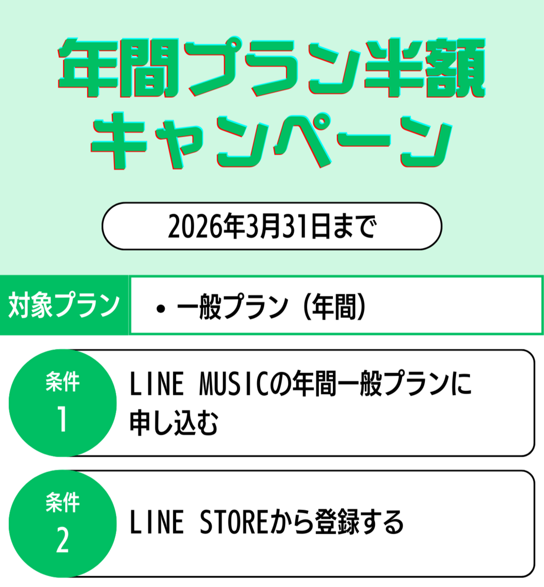 LINE MUSIC 年間プラン半額キャンペーン