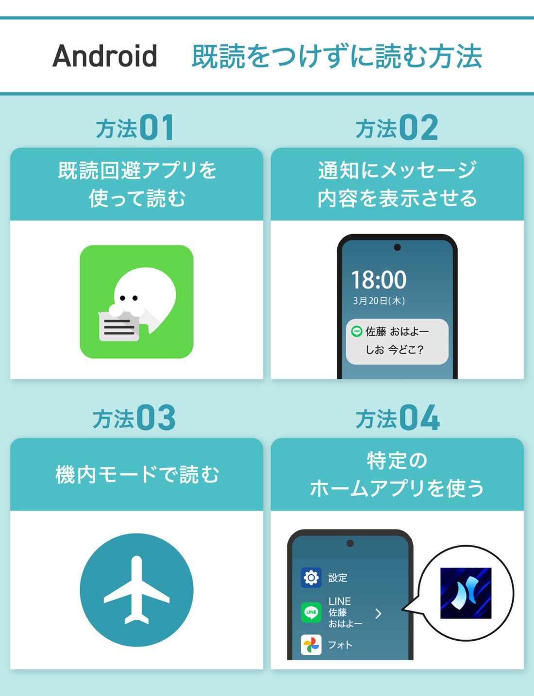 Android版LINE向け、既読をつけずに読む4つの方法