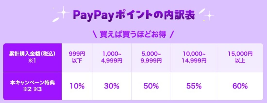 PayPayポイントの内訳