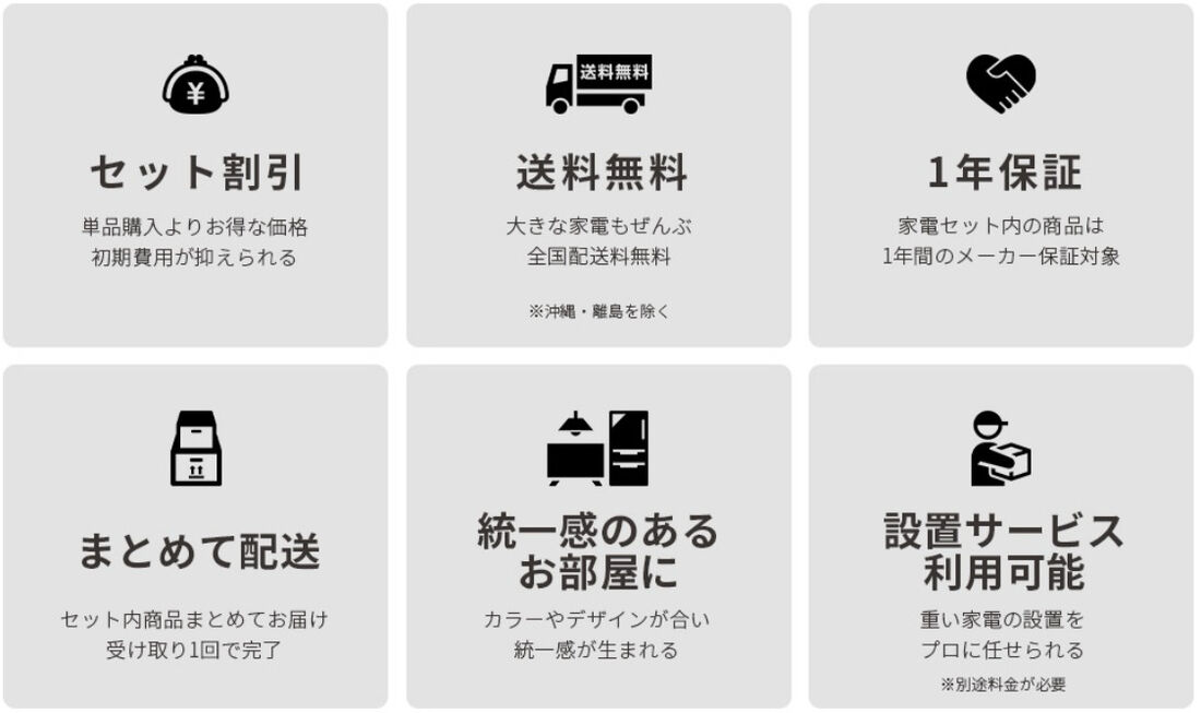 山善の家電セットで受けられるサービス