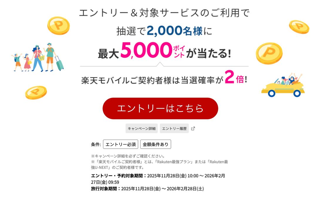 最大5000ポイントが抽選で当たるキャンペーン