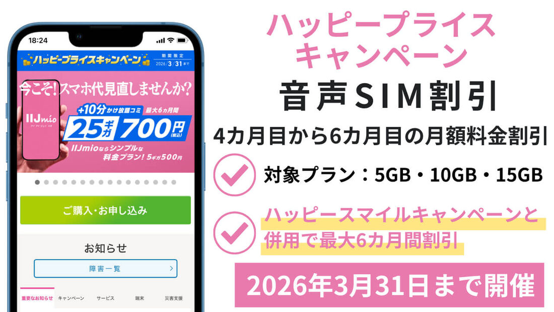 ハッピープライスキャンペーン音声SIM割引
