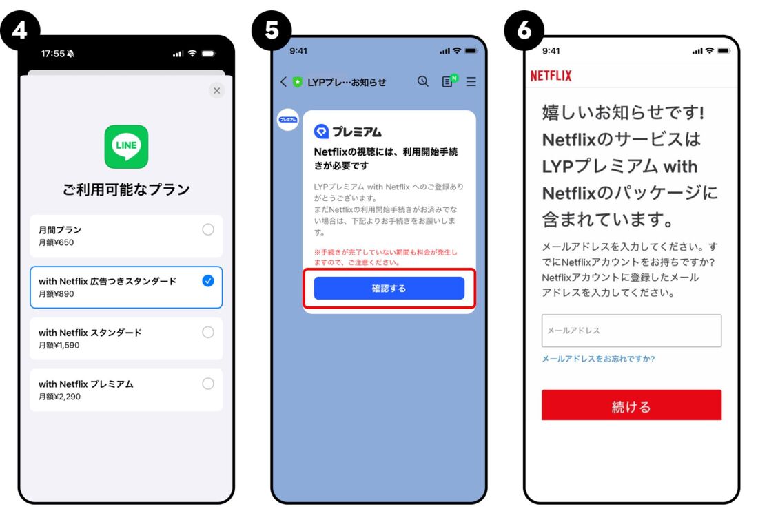 セットプランを申し込んだらNetflixの利用開始手続きをおこなう