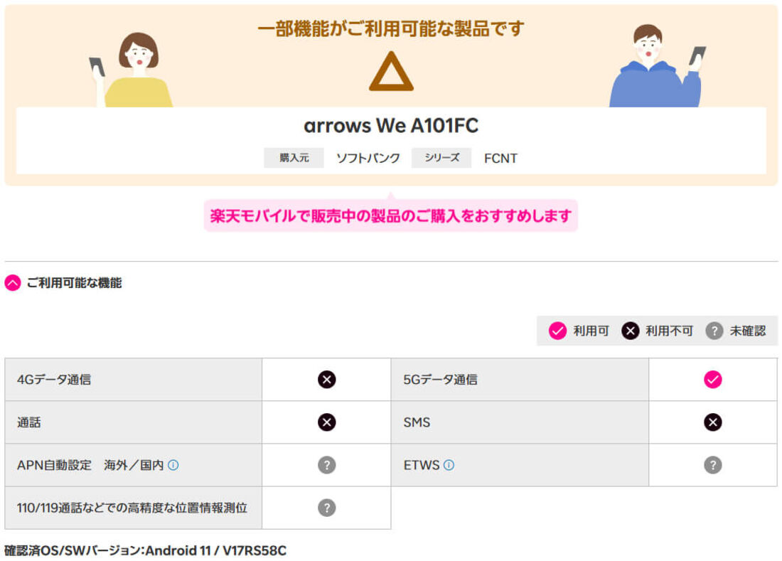 ソフトバンク版対応状況