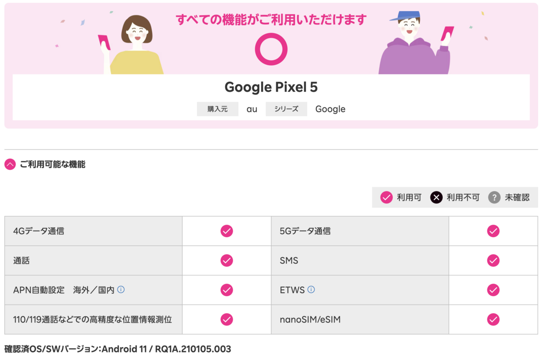 楽天モバイル au版Pixel 5