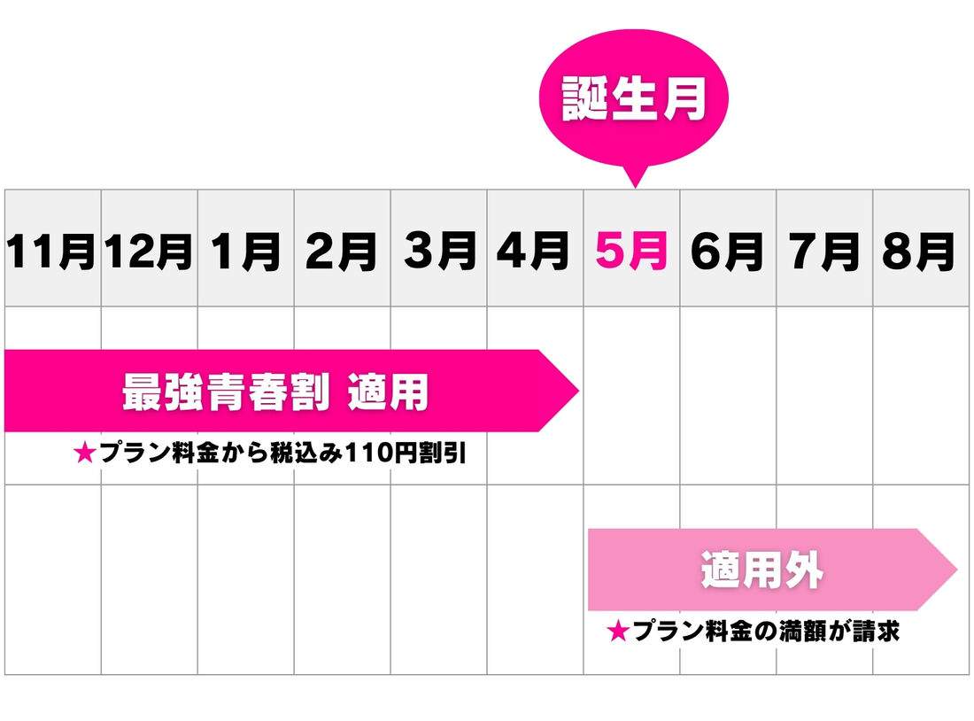 23際の誕生月以降は割引が適用されない